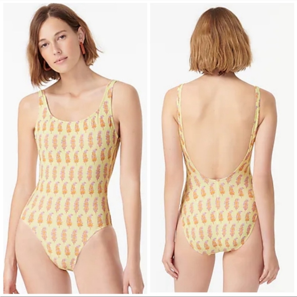 J.Crew x SZ Blockprints Size 12 Yellow One Piece Swimwear Swimsuit NEW